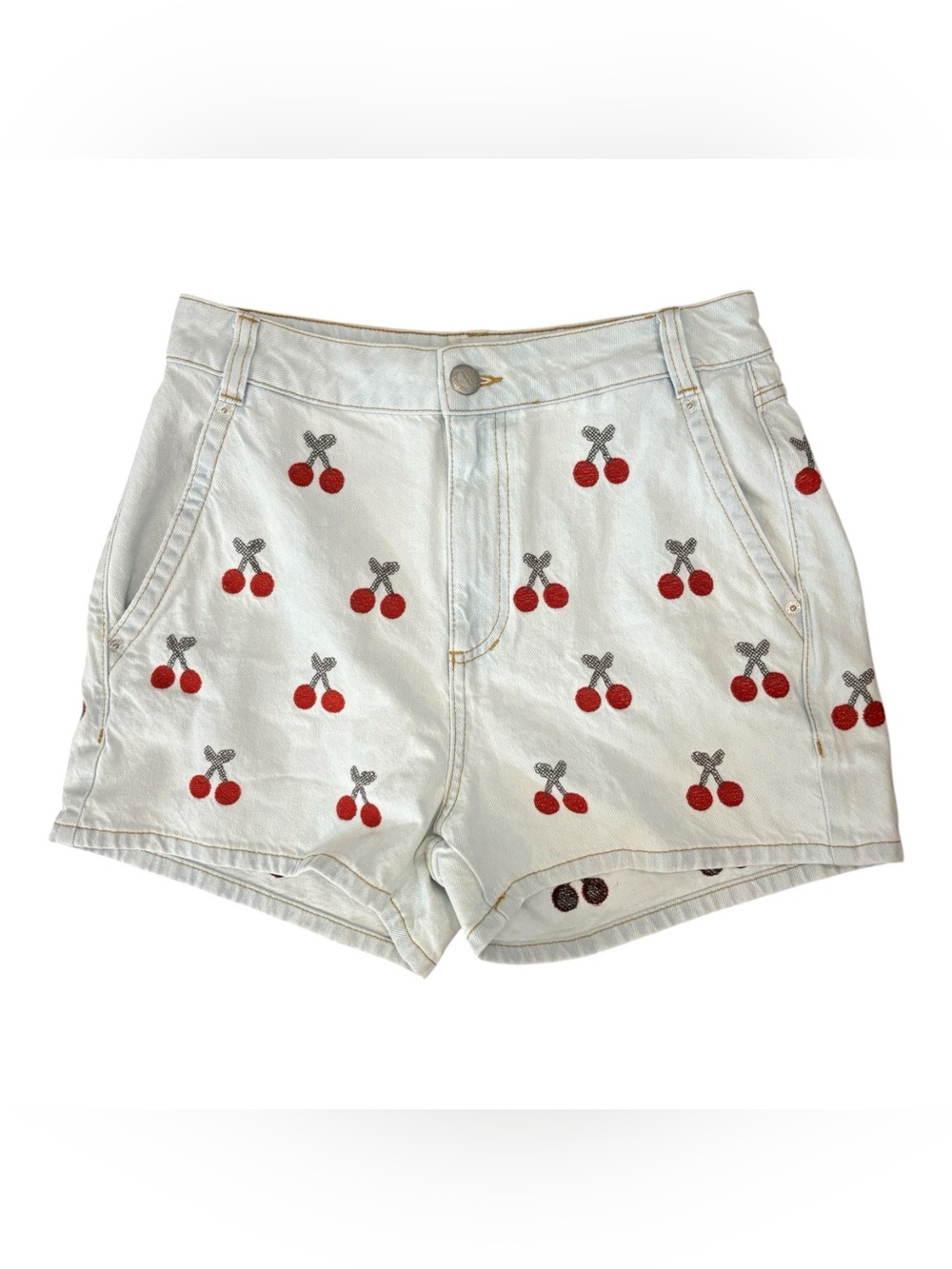 FARM Rio Embroidered Cherry Denim Shorts in Light Denim Size 29. NWOT - Picture 5 of 13